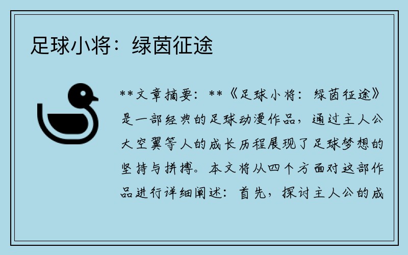 足球小将：绿茵征途